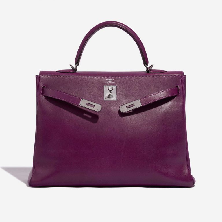 Pre-owned Hermès bag Kelly 35 Swift Anemone Violet Front Open | Sell your designer bag on Saclab.com