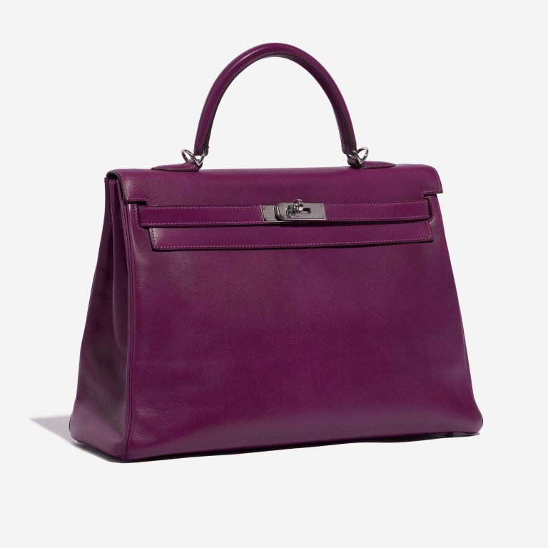 Pre-owned Hermès bag Kelly 35 Swift Anemone Violet Side Front | Sell your designer bag on Saclab.com