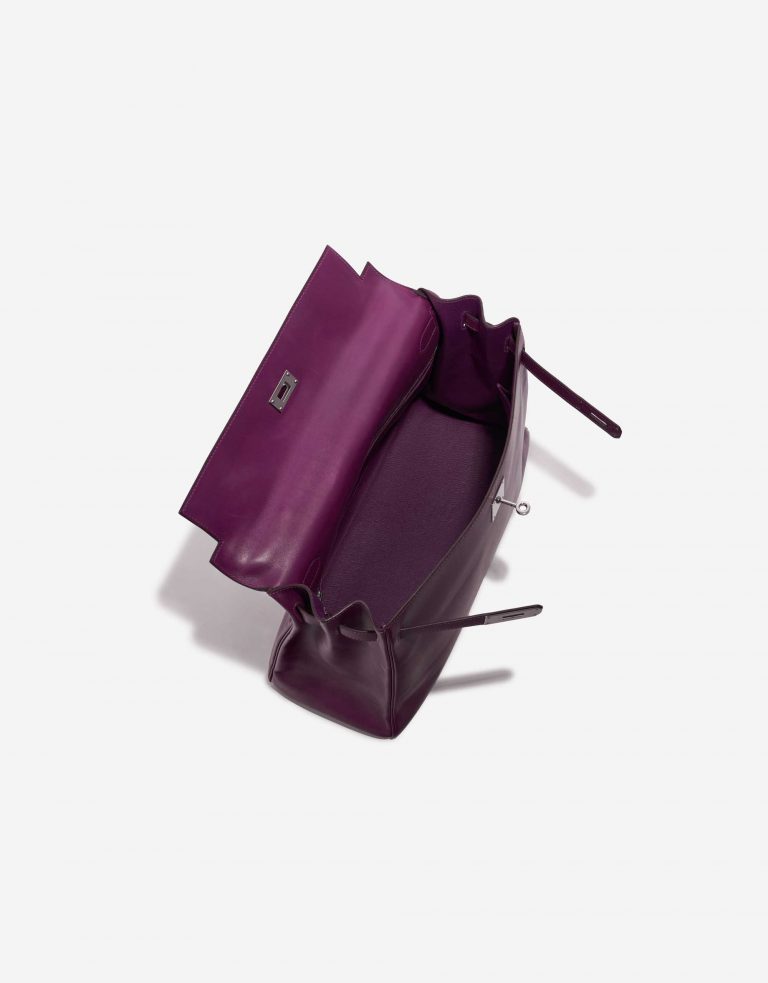 Pre-owned Hermès bag Kelly 35 Swift Anemone Violet Inside | Sell your designer bag on Saclab.com