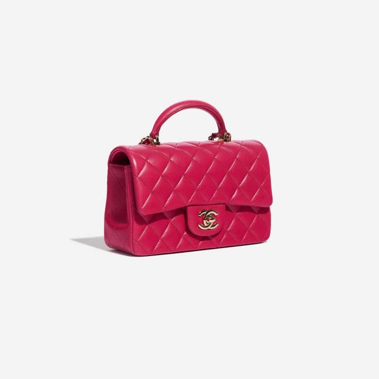 Pre-owned Chanel bag Timeless Mini Rectangular Lamb Raspberry Pink, Rose Side Front | Sell your designer bag on Saclab.com