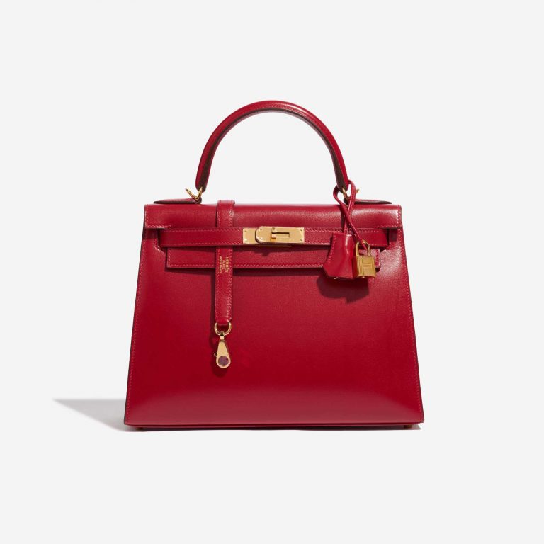 Pre-owned Hermès bag Kelly 28 Tadelakt Rouge Vif Red Front | Sell your designer bag on Saclab.com