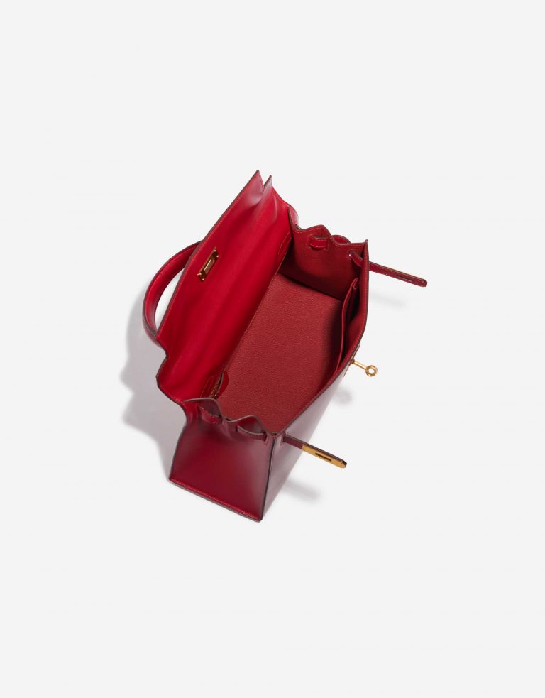 Pre-owned Hermès bag Kelly 28 Tadelakt Rouge Vif Red Inside | Sell your designer bag on Saclab.com
