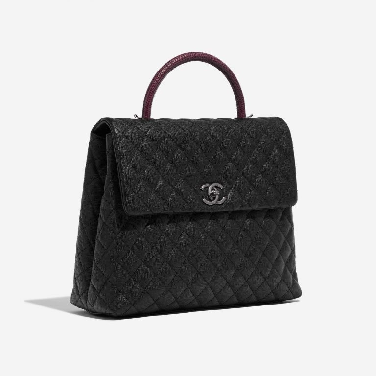 Pre-owned Chanel bag Timeless Handle Large Caviar Black / Burgundy Black Side Front | Sell your designer bag on Saclab.com