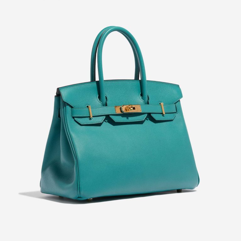Pre-owned Hermès bag Birkin 30 Epsom Blue Paon Blue Side Front | Sell your designer bag on Saclab.com