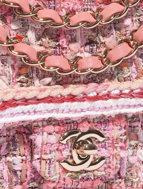 Pre-owned Chanel bag Timeless Medium Tweed Pink Pink Closing System | Sell your designer bag on Saclab.com