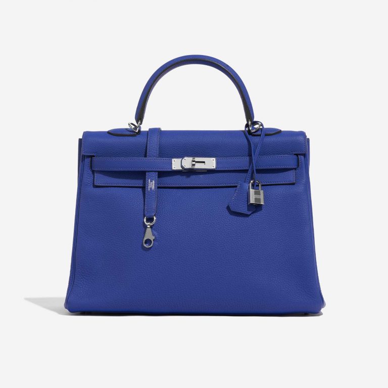 Pre-owned Hermès bag Kelly 35 Togo Blue Electrique Blue Front | Sell your designer bag on Saclab.com