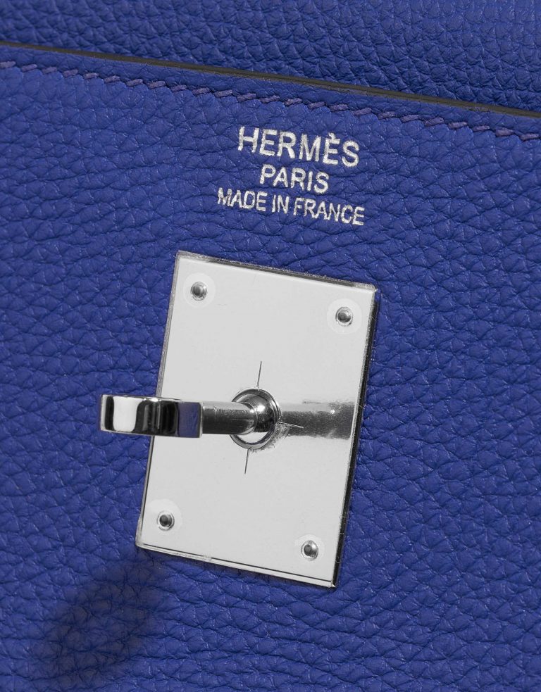 Pre-owned Hermès bag Kelly 35 Togo Blue Electrique Blue Logo | Sell your designer bag on Saclab.com