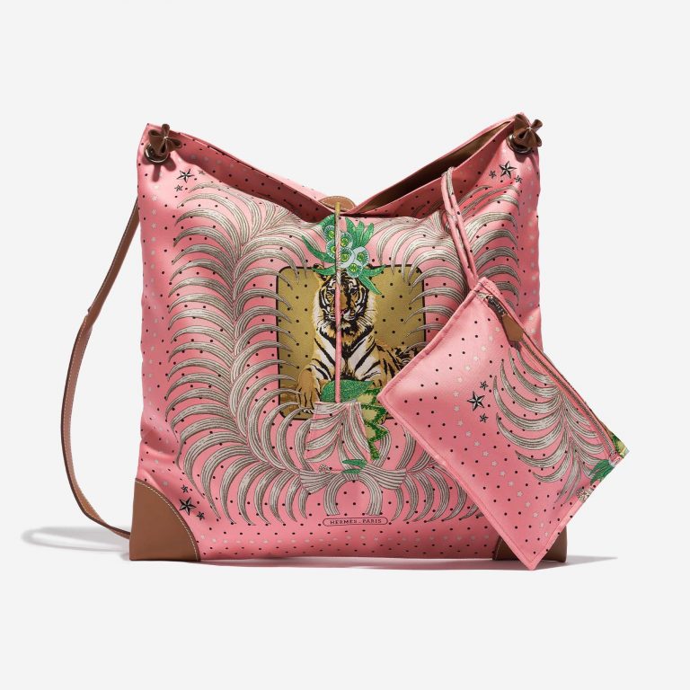 Pre-owned Hermès bag Silk City 41 Silk / Swift Rose d’été / Beige / Sable / Gold Beige, Gold, Rose Front | Sell your designer bag on Saclab.com