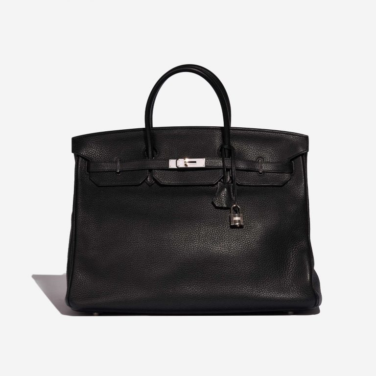 Pre-owned Hermès bag Birkin 40 Clemence Black Black Front | Sell your designer bag on Saclab.com