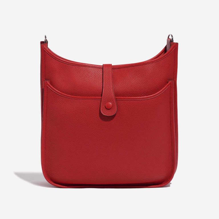 Pre-owned Hermès bag Evelyne 33 Taurillon Clemence Rouge Casaque Red Back | Sell your designer bag on Saclab.com