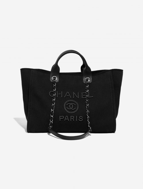 Pre-owned Chanel bag Deauville Medium Canvas Black Black Front | Sell your designer bag on Saclab.com