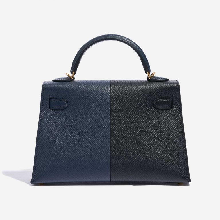 Pre-owned Hermès bag Kelly Mini Epsom Blue Indigo / Black / Rouge Casaque Black, Blue Back | Sell your designer bag on Saclab.com