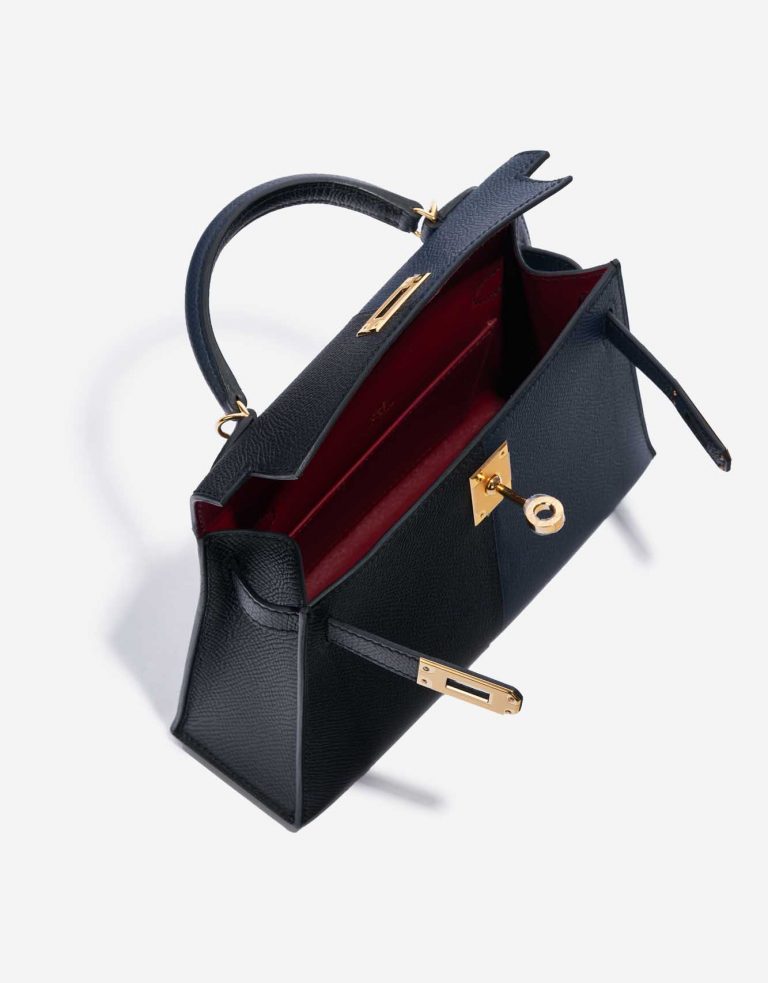 Pre-owned Hermès bag Kelly Mini Epsom Blue Indigo / Black / Rouge Casaque Black, Blue Inside | Sell your designer bag on Saclab.com
