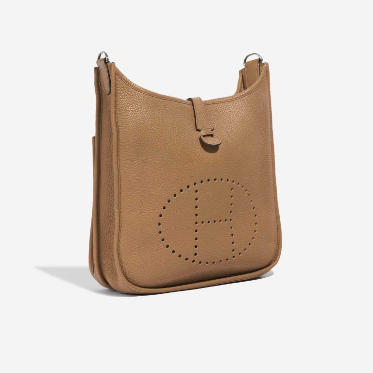 Pre-owned Hermès bag Evelyne 29 Clemence Tabac Camel Brown Side Front | Sell your designer bag on Saclab.com