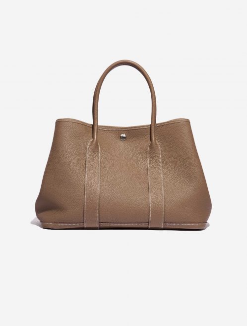 Pre-owned Hermès bag Garden Party 36 Clemence Etoupe Brown Front | Sell your designer bag on Saclab.com