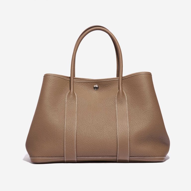 Pre-owned Hermès bag Garden Party 36 Clemence Etoupe Brown Back | Sell your designer bag on Saclab.com