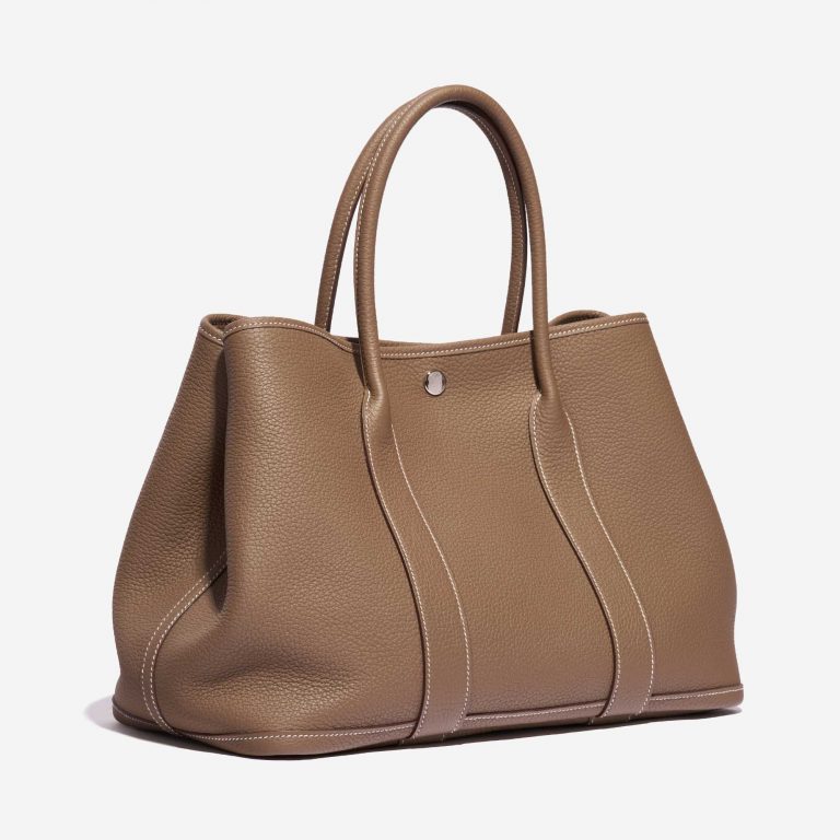 Pre-owned Hermès bag Garden Party 36 Clemence Etoupe Brown Side Front | Sell your designer bag on Saclab.com