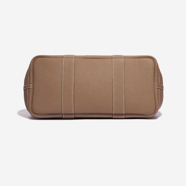 Pre-owned Hermès bag Garden Party 36 Clemence Etoupe Brown Bottom | Sell your designer bag on Saclab.com