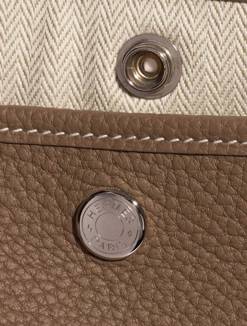 Pre-owned Hermès bag Garden Party 36 Clemence Etoupe Brown Closing System | Sell your designer bag on Saclab.com