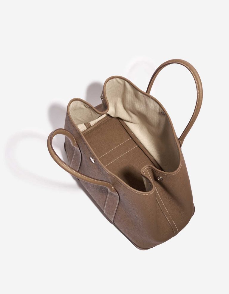 Pre-owned Hermès bag Garden Party 36 Clemence Etoupe Brown Inside | Sell your designer bag on Saclab.com