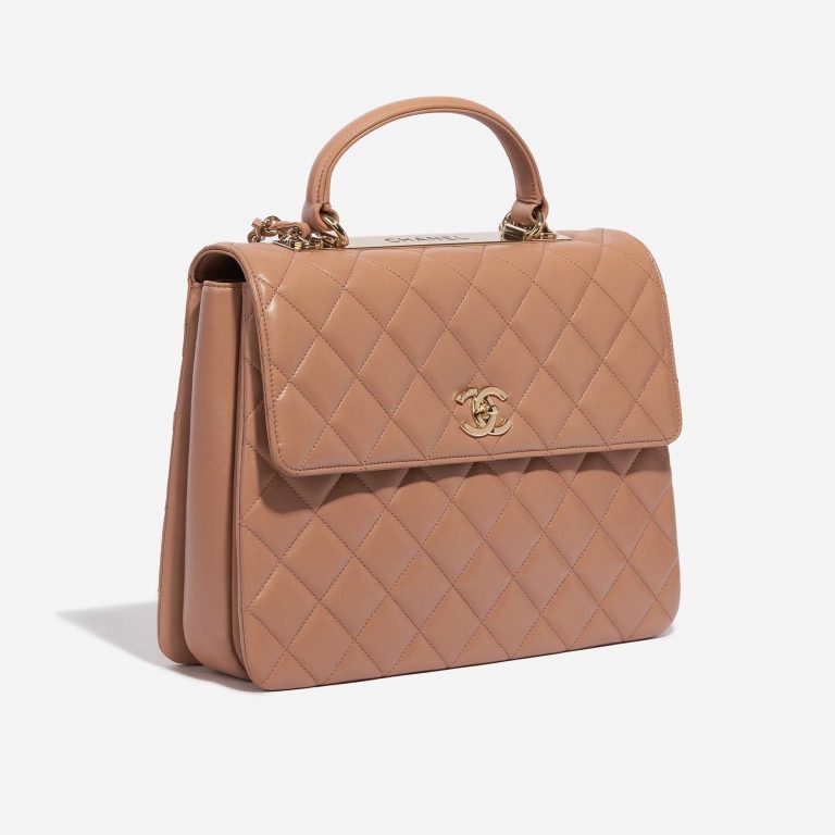 Pre-owned Chanel bag Timeless Handle Large Lamb Beige Beige Side Front | Sell your designer bag on Saclab.com