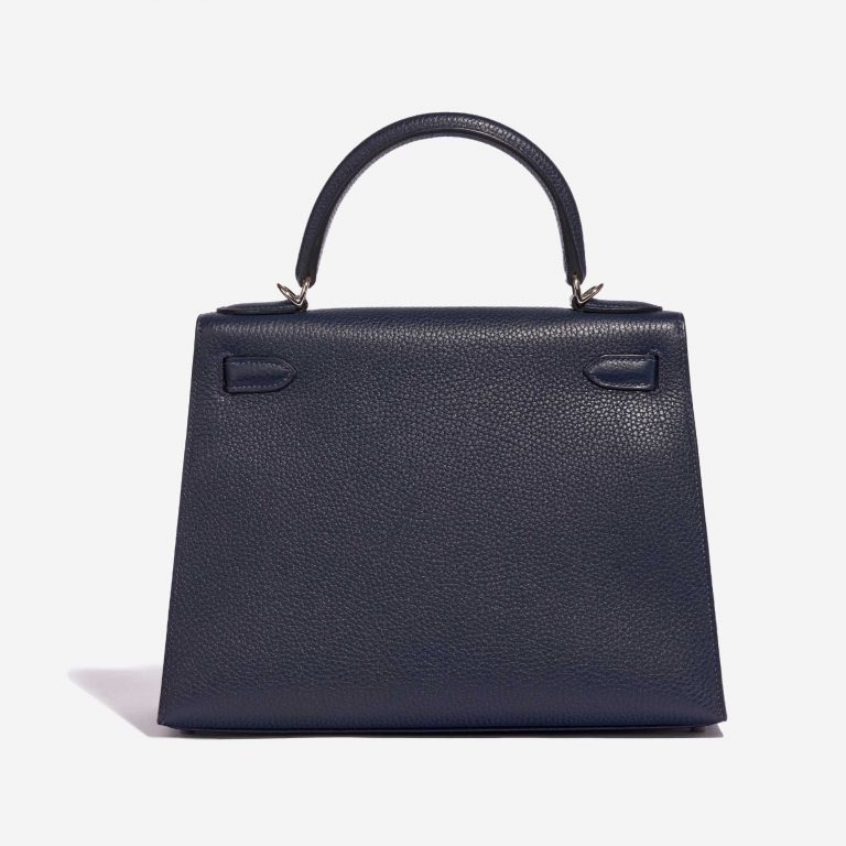 Pre-owned Hermès bag Kelly 28 Lettre R Clemence / Tadelakt Blue Nuit / Blue Brighton / Terre Battue Blue, Multicolour Back | Sell your designer bag on Saclab.com
