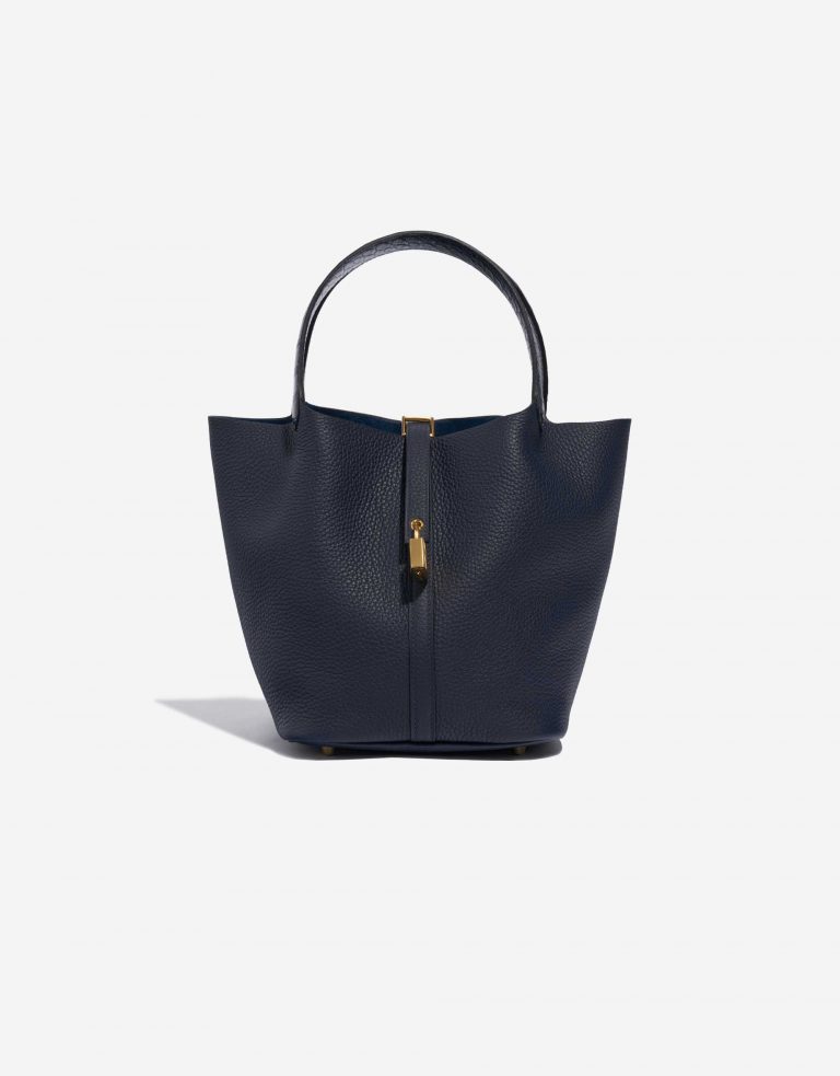 Pre-owned Hermès bag Picotin Touch 22 Matte Alligator / Clemence Blue Nuit / Blue Marine Blue Front | Sell your designer bag on Saclab.com