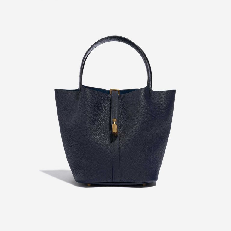 Pre-owned Hermès bag Picotin Touch 22 Matte Alligator / Clemence Blue Nuit / Blue Marine Blue Front | Sell your designer bag on Saclab.com
