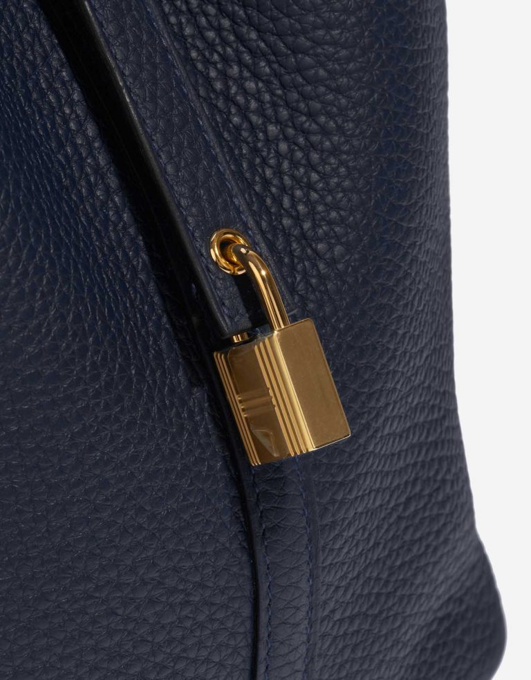 Pre-owned Hermès bag Picotin Touch 22 Matte Alligator / Clemence Blue Nuit / Blue Marine Blue Closing System | Sell your designer bag on Saclab.com