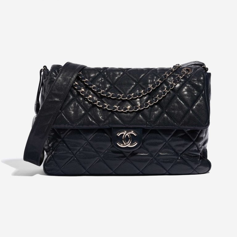 Pre-owned Chanel bag Timeless Special Edition Caviar Dark Blue Blue Front | Sell your designer bag on Saclab.com