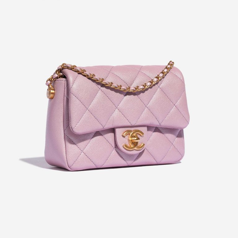 Pre-owned Chanel bag Timeless 21K Square Caviar Lilac Adjustable Violet Side Front | Sell your designer bag on Saclab.com