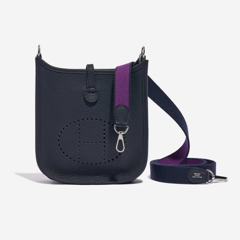 Pre-owned Hermès bag Evelyne 16 Clemence Blue Nuit Blue Front | Sell your designer bag on Saclab.com