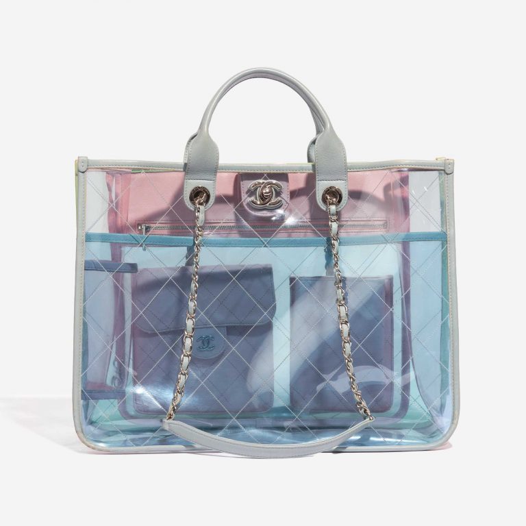 Pre-owned Chanel bag Shopping Tote PVC / Leather Transparent / Multicolor Multicolour, Transparent Front | Sell your designer bag on Saclab.com