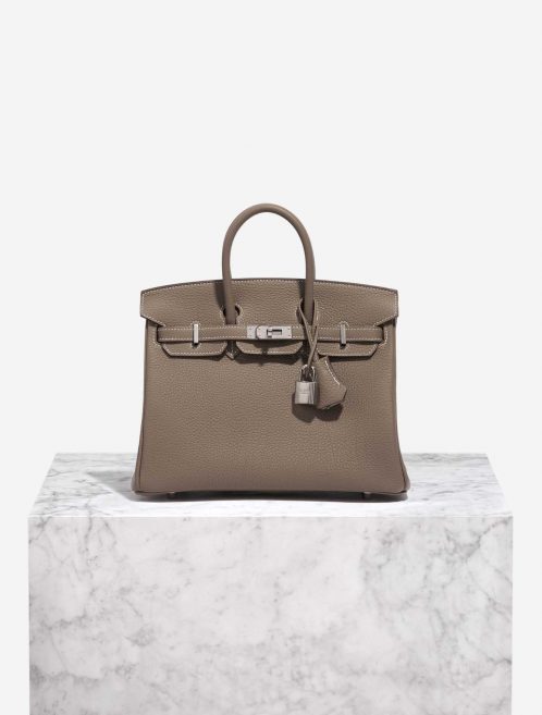 Pre-owned Hermès bag Birkin 25 HSS Togo Etoupe / Gris Perle Brown Front | Sell your designer bag on Saclab.com