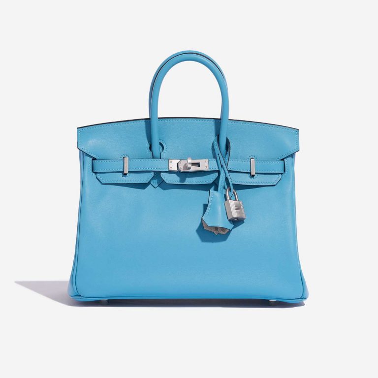 Pre-owned Hermès bag Birkin 25 Swift Bleu du Nord / Gris Perle Blue Front | Sell your designer bag on Saclab.com