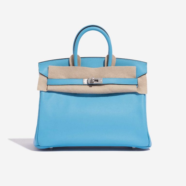 Pre-owned Hermès bag Birkin 25 Swift Bleu du Nord / Gris Perle Blue Front Velt | Sell your designer bag on Saclab.com