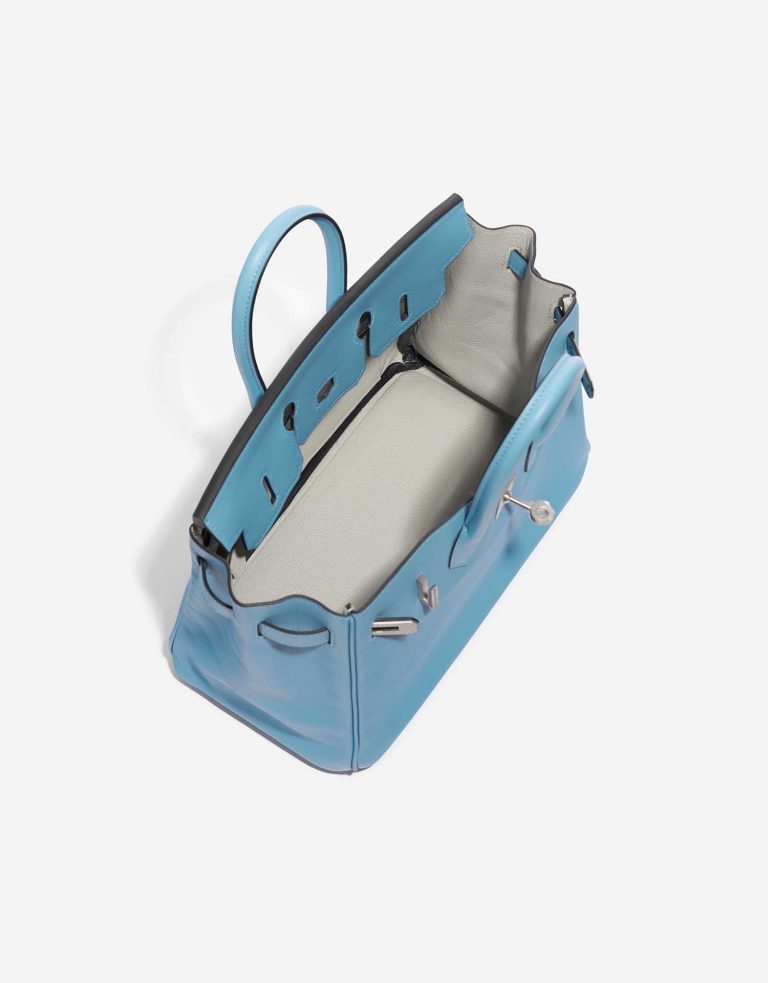 Pre-owned Hermès bag Birkin 25 Swift Bleu du Nord / Gris Perle Blue Inside | Sell your designer bag on Saclab.com