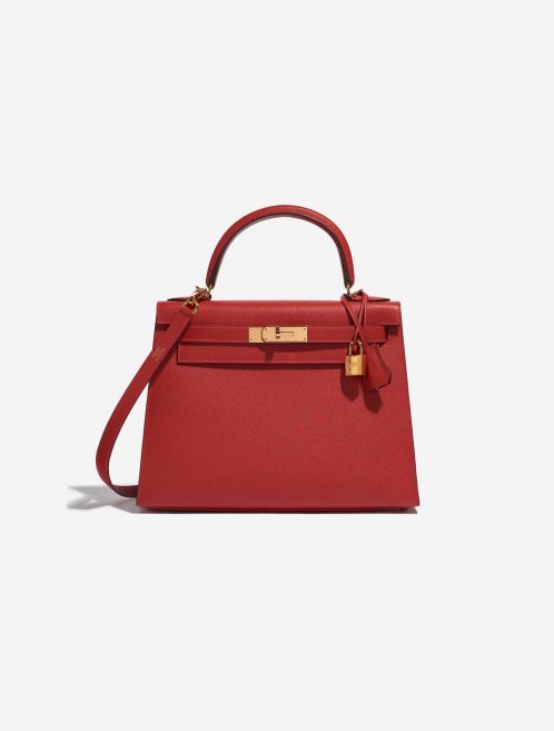 Pre-owned Hermès bag Kelly 28 Epsom Rouge Casaque Red Front | Sell your designer bag on Saclab.com