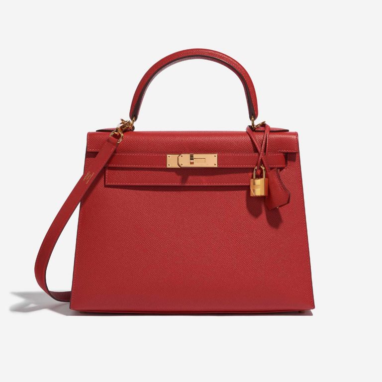 Pre-owned Hermès bag Kelly 28 Epsom Rouge Casaque Red Front | Sell your designer bag on Saclab.com