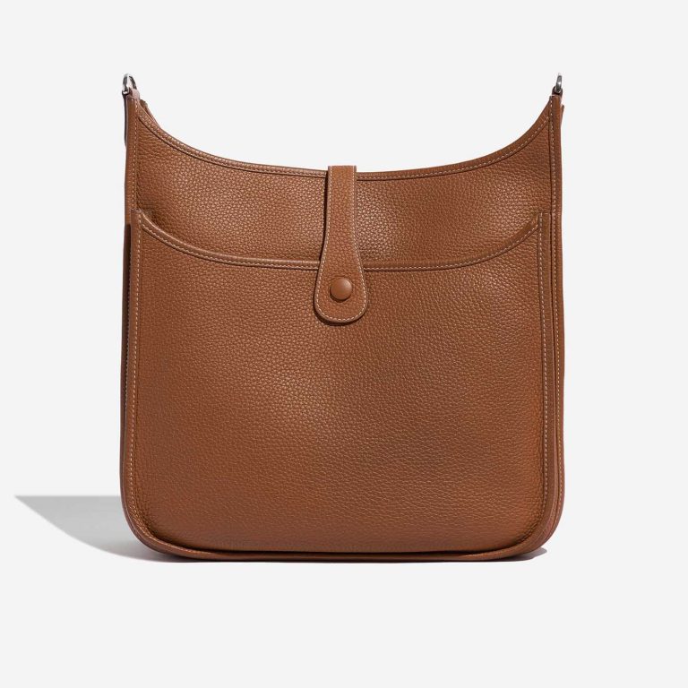 Pre-owned Hermès bag Evelyne 33 Taurillon Clemence Gold Brown Back | Sell your designer bag on Saclab.com