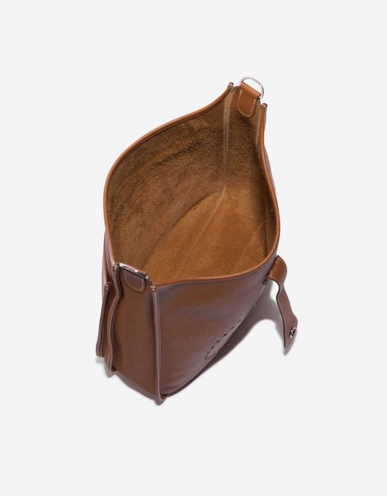 Pre-owned Hermès bag Evelyne 33 Taurillon Clemence Gold Brown Inside | Sell your designer bag on Saclab.com