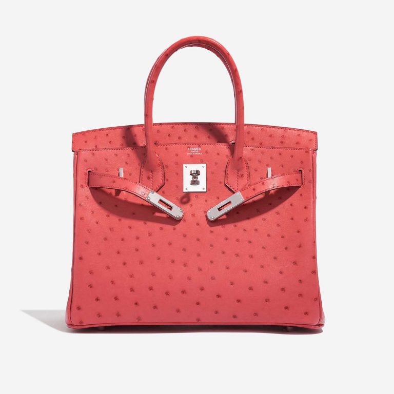 Pre-owned Hermès bag Birkin 30 Ostrich Bougainvillier Pink Front Open | Sell your designer bag on Saclab.com