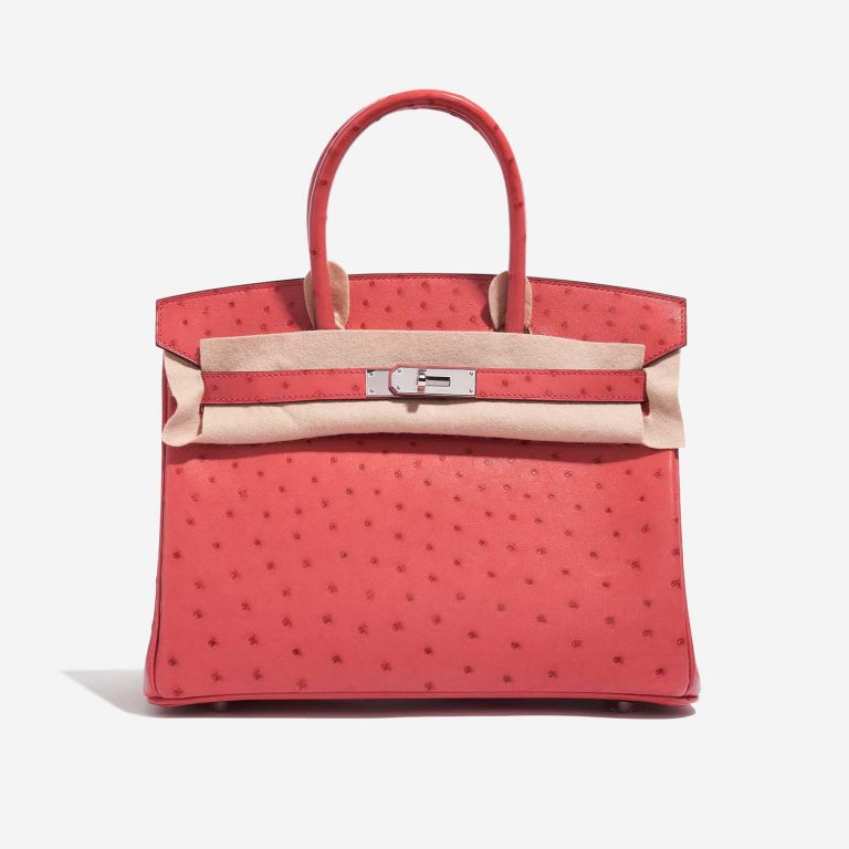 Pre-owned Hermès bag Birkin 30 Ostrich Bougainvillier Pink Front Velt | Sell your designer bag on Saclab.com