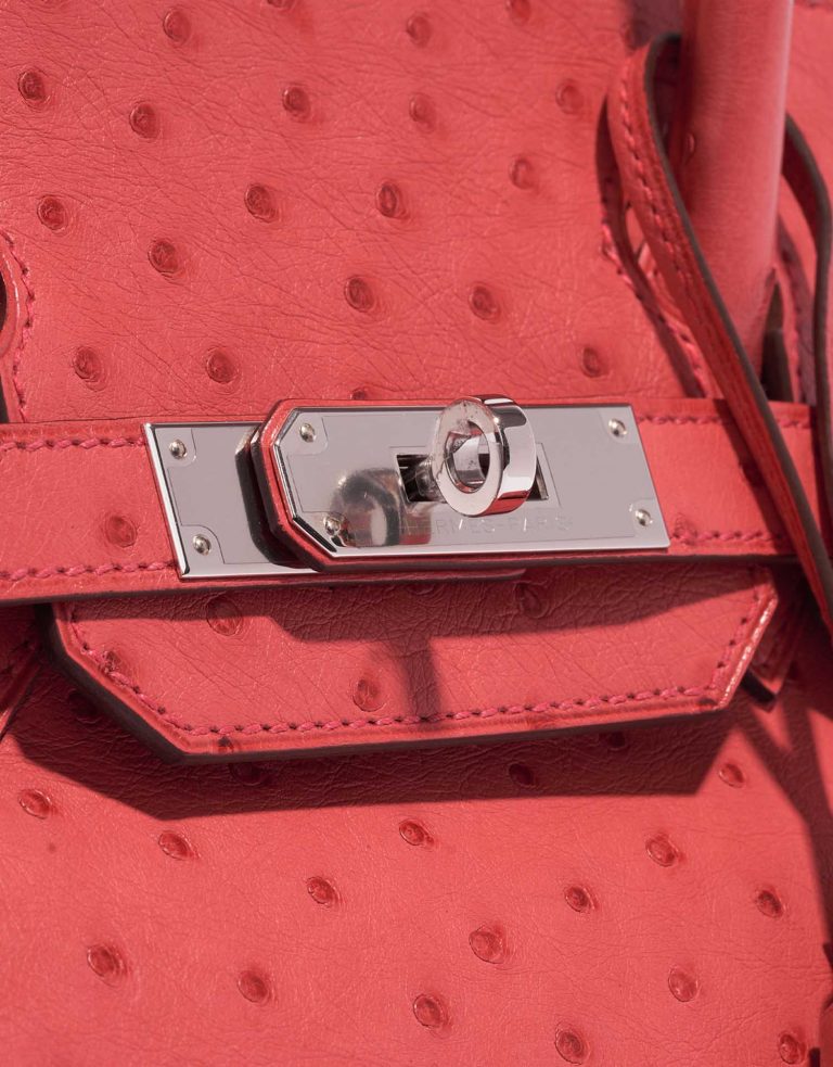 Pre-owned Hermès bag Birkin 30 Ostrich Bougainvillier Pink Closing System | Sell your designer bag on Saclab.com