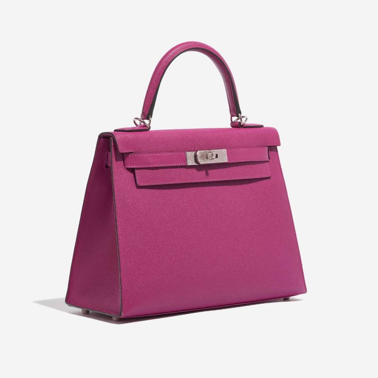 Pre-owned Hermès bag Kelly 28 Epsom Pourpre Pink Side Front | Sell your designer bag on Saclab.com