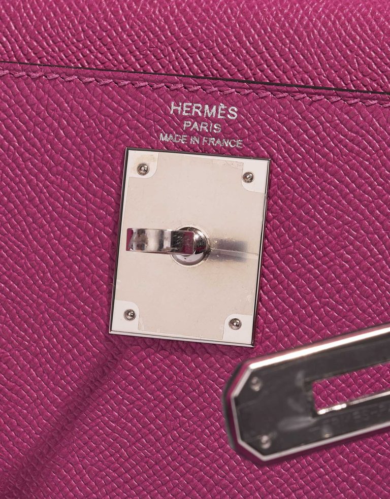 Pre-owned Hermès bag Kelly 28 Epsom Pourpre Pink Logo | Sell your designer bag on Saclab.com