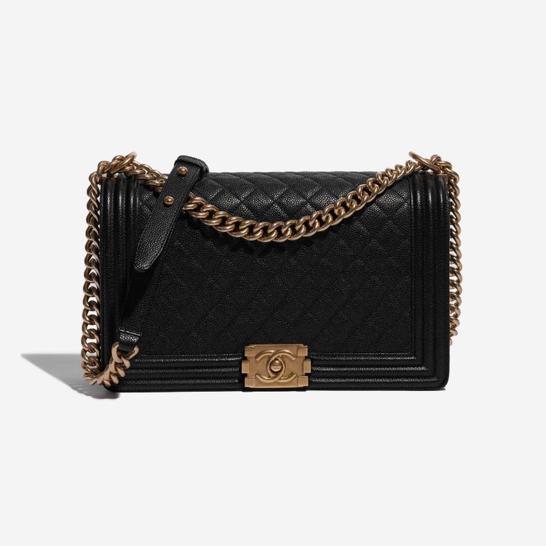 Pre-owned Chanel bag Boy Old Medium Caviar Black Black Front | Sell your designer bag on Saclab.com