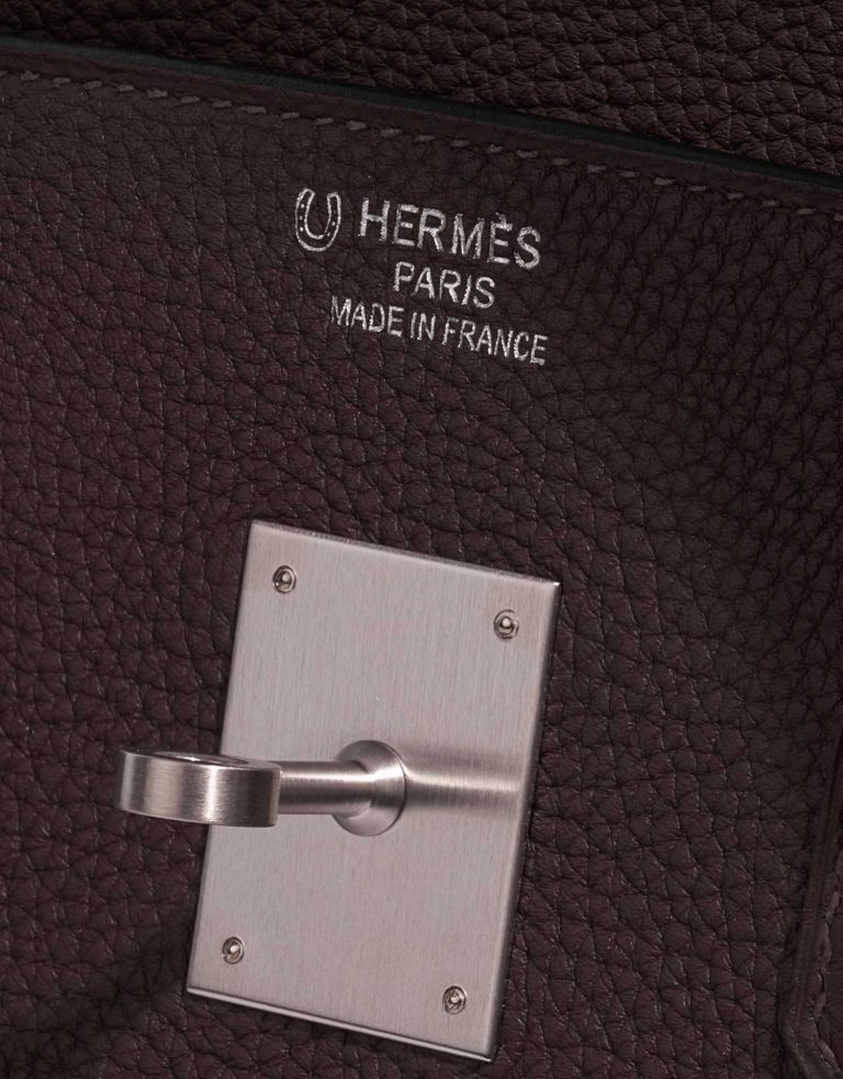 Pre-owned Hermès bag Birkin HSS 35 Togo Chocolat / Orange Poppy Brown, Orange Logo | Sell your designer bag on Saclab.com