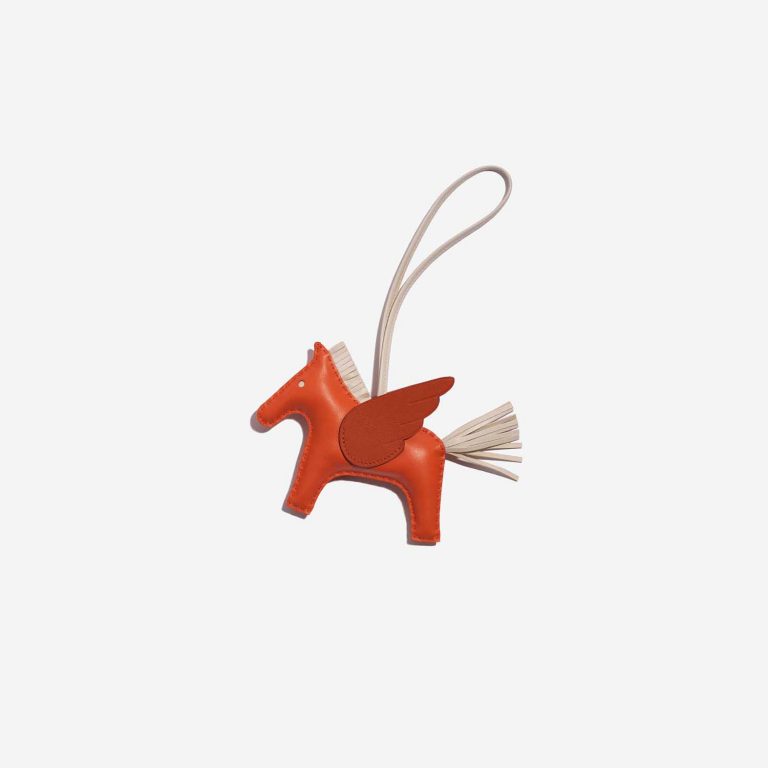 Pre-owned Hermès bag Rodeo Pegasus MM Milo Lamb Poppy Orange / Craie / Terre Battue Beige, Orange Front | Sell your designer bag on Saclab.com