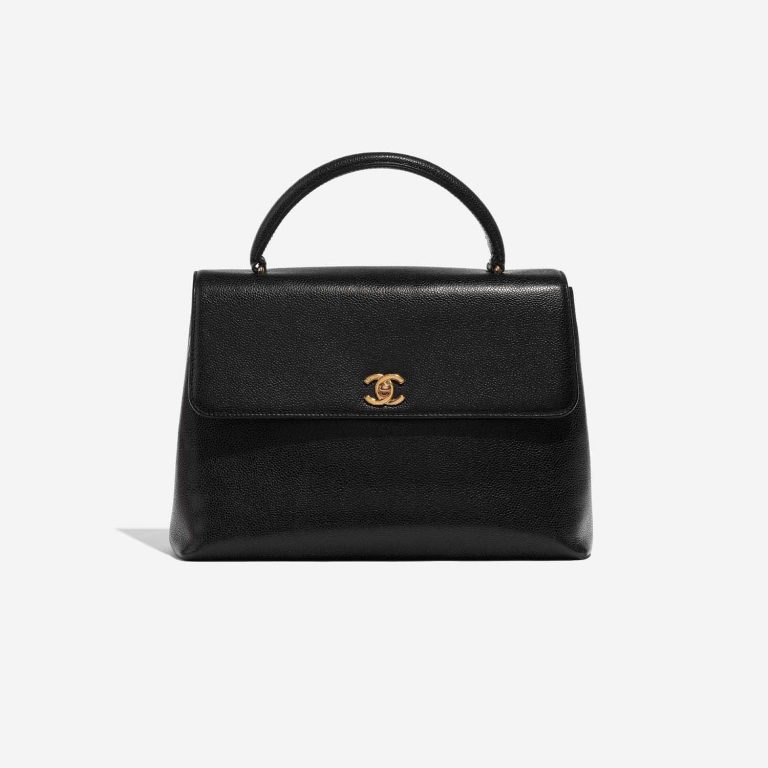 Pre-owned Chanel bag Timeless Handle Medium Caviar Black Black Front | Sell your designer bag on Saclab.com